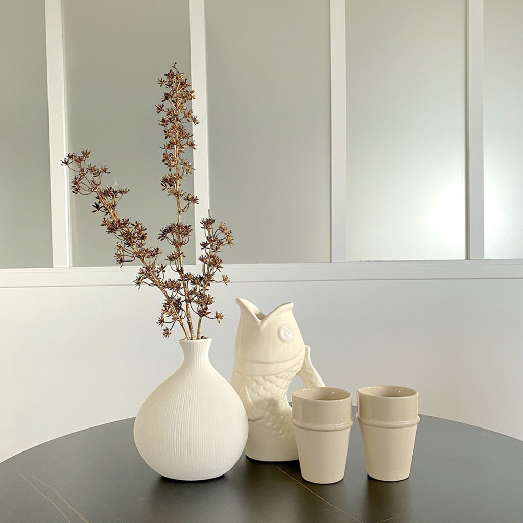 VASE PICHET POISSON BLANC CASSE - OPJET PARIS