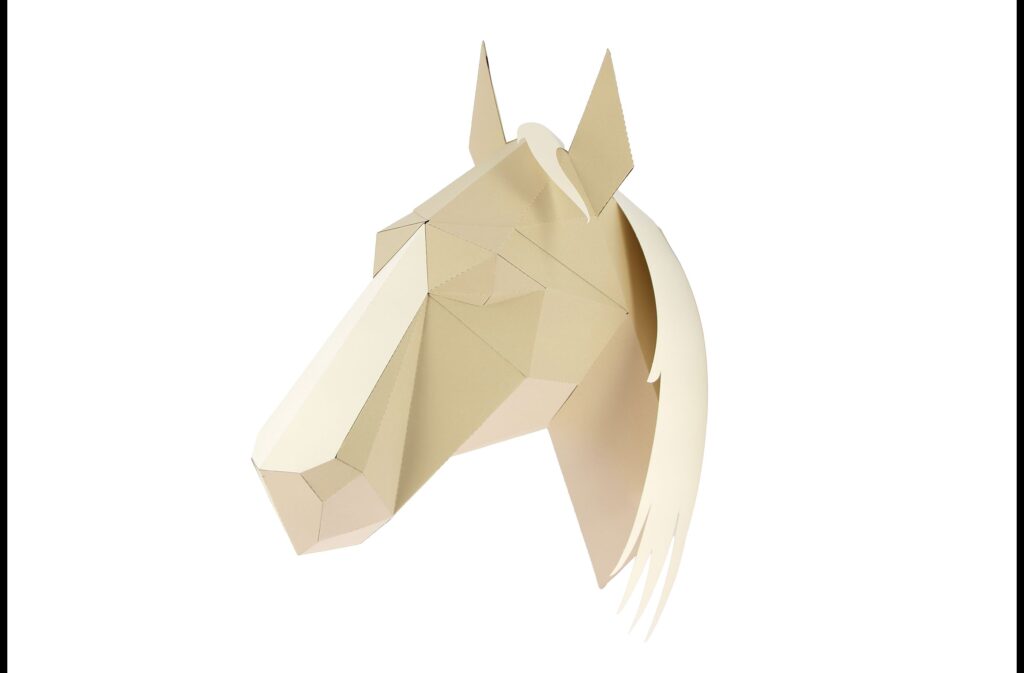 CHEVAL EN PAPIER 3D BEIGE - ORIGAMI AGENT PAPER