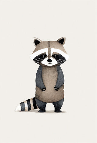 AFFICHE 18x25cm - BABY RACCOON - DAVID&DAVID