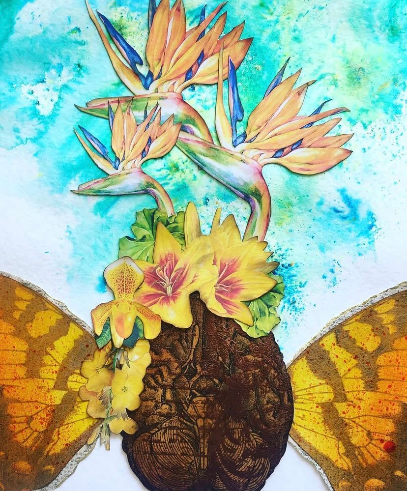 OEUVRE PHOTO 52x42cm - JAUNE & TURQUOISE - VICTORIA