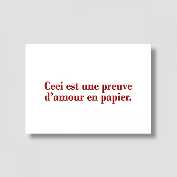 CARTE POSTALE LOVE - PREUVE D'AMOUR EN PAPIER - BULMA STUDIO