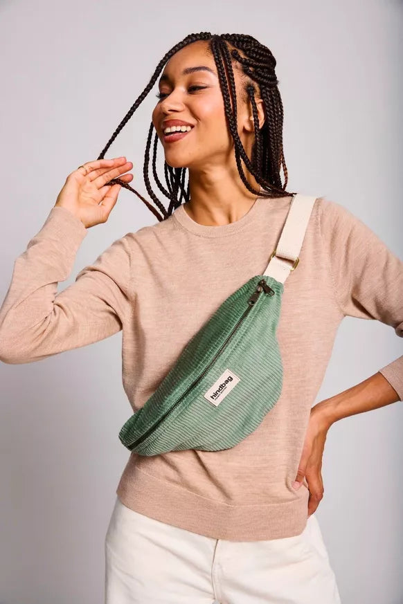 SAC BANANE OLIVIA VELOURS VERT D'EAU - HINDBAG