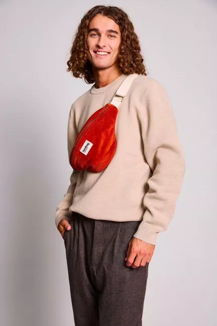 SAC BANANE OLIVIA VELOURS BRIQUE - HINDBAG