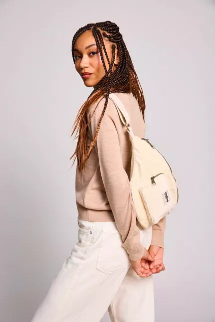SAC BANANE SOFIA VELOURS BEIGE - HINDBAG