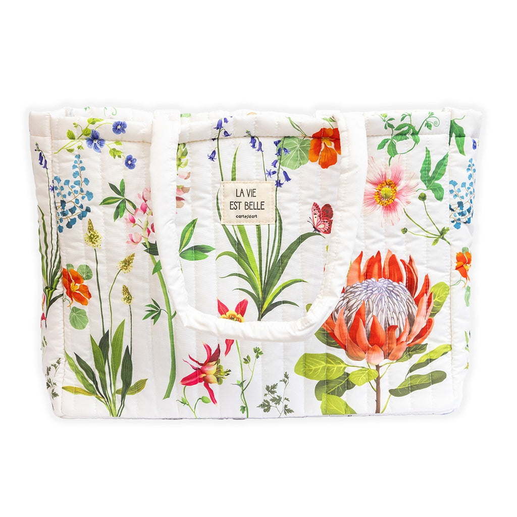 GRAND CABAS MATELASSÉ FLEURS DES CHAMPS - CARTES D'ART