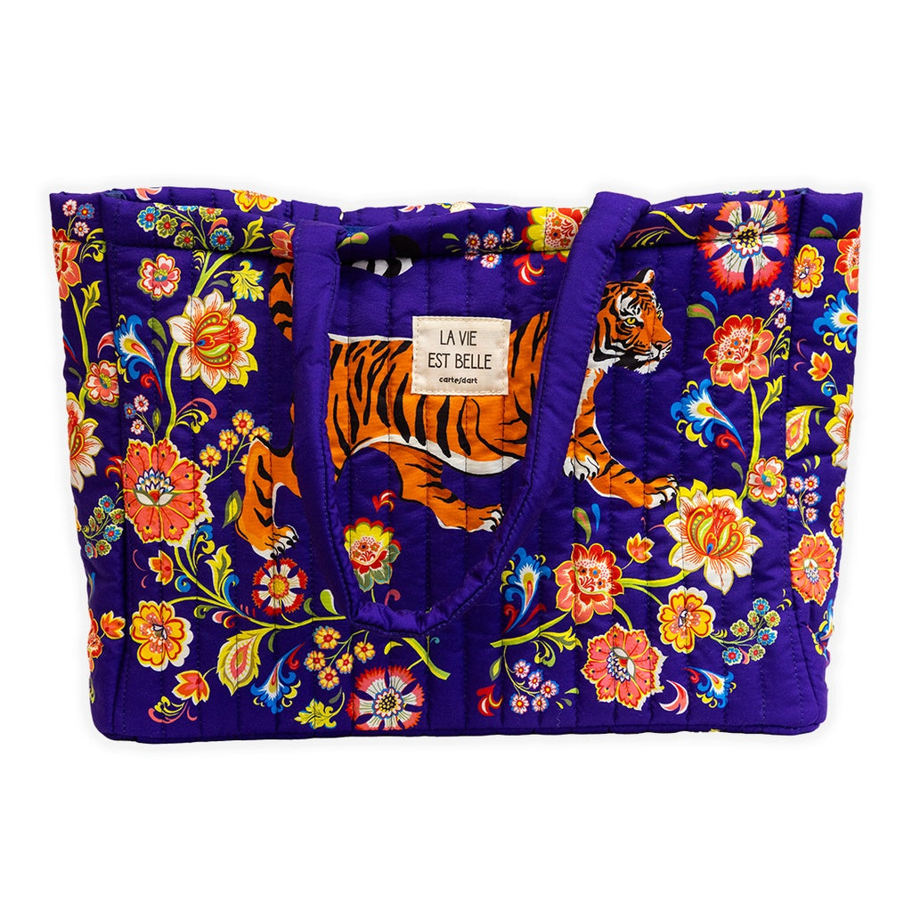 GRAND CABAS MATELASSÉ TIGRE ROYAL - CARTES D'ART