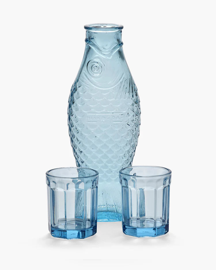 SET CARAFE + 2 VERRES BLEU CIEL- FISH&FISH - SERAX