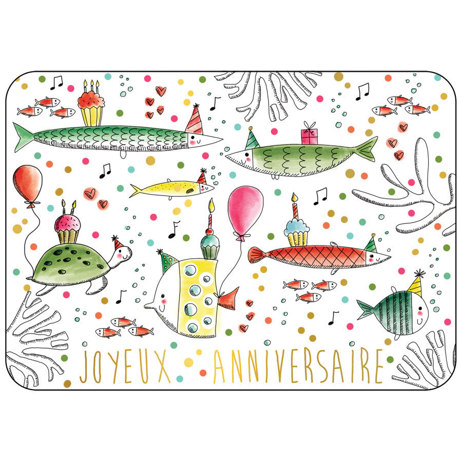 CARTE POSTALE JOEYUX ANNIVERSAIRE SOUS L'OCEAN - CARTES D'ART