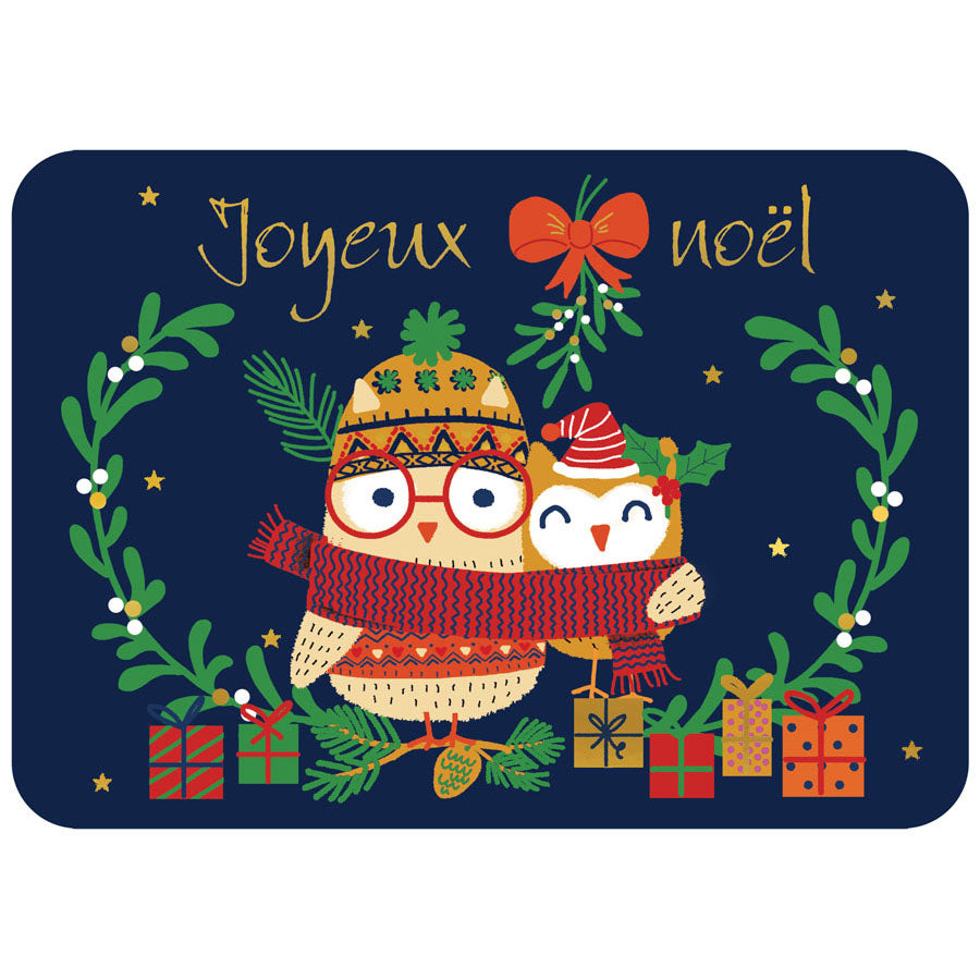 CARTE POSTALE JOYEUX NOEL CHOUETTES - CARTES D'ART
