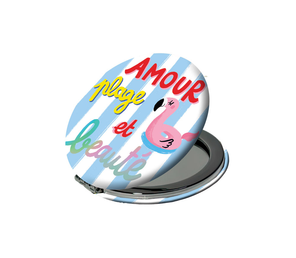 MIROIR DE POCHE AMOUR ET PLAGE - CARTES D'ART