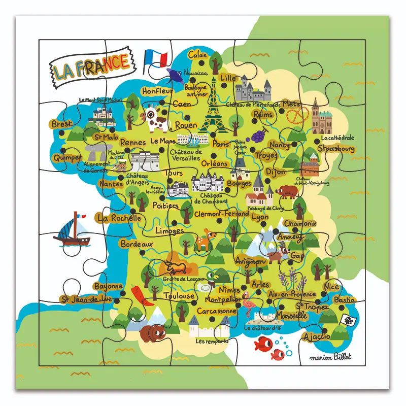 CARTE PUZZLE - CARTE DE LA FRANCE - CARTES D'ART