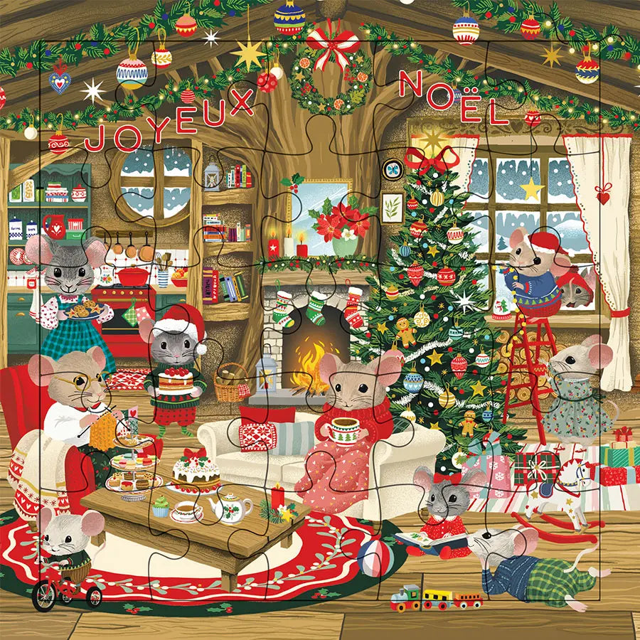 CARTE PUZZLE - CARTE PUZZLE LE NOËL DES SOURIS - CARTES D'ART