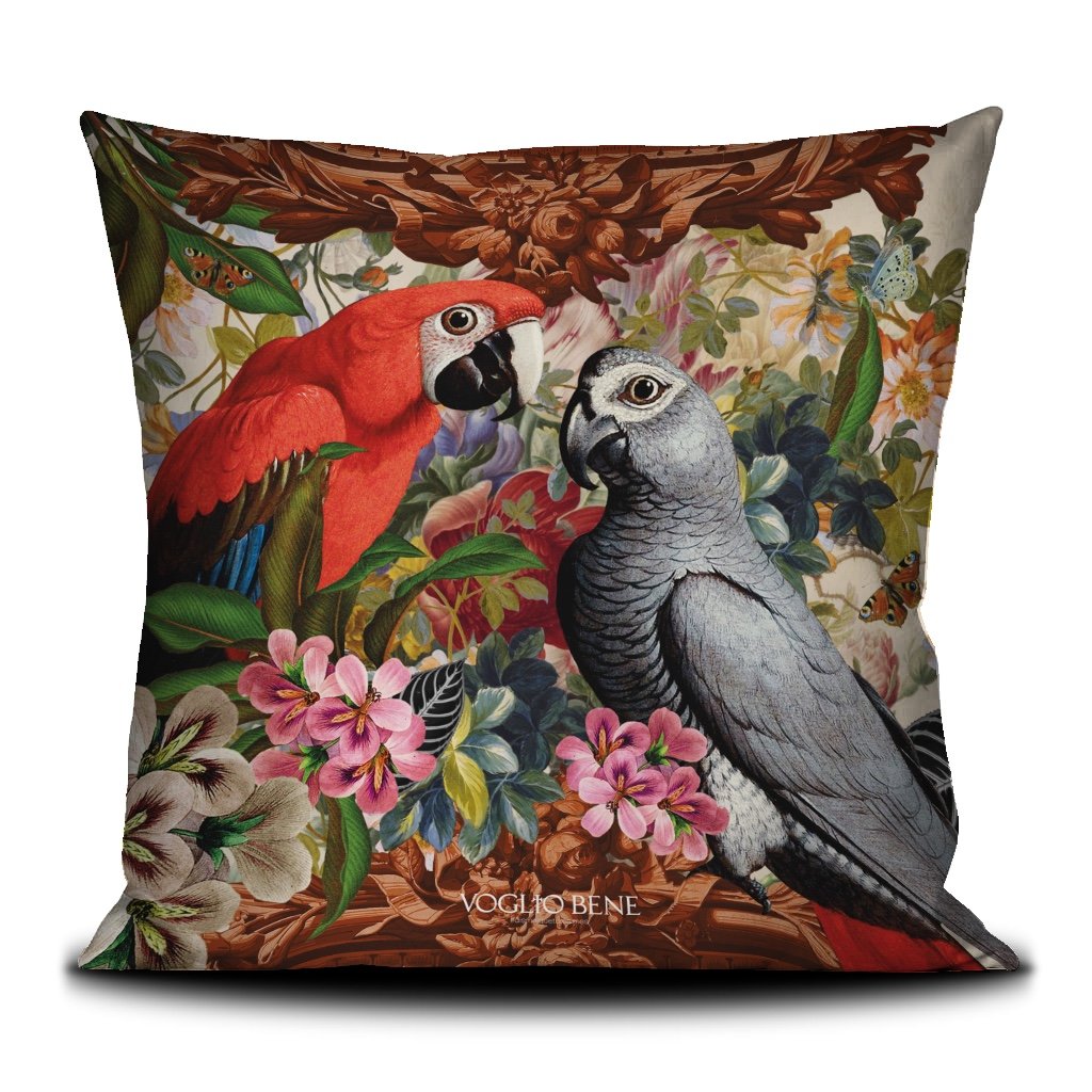 COUSSIN 50x50cm - PERROQUETS - VOGLIOBENE