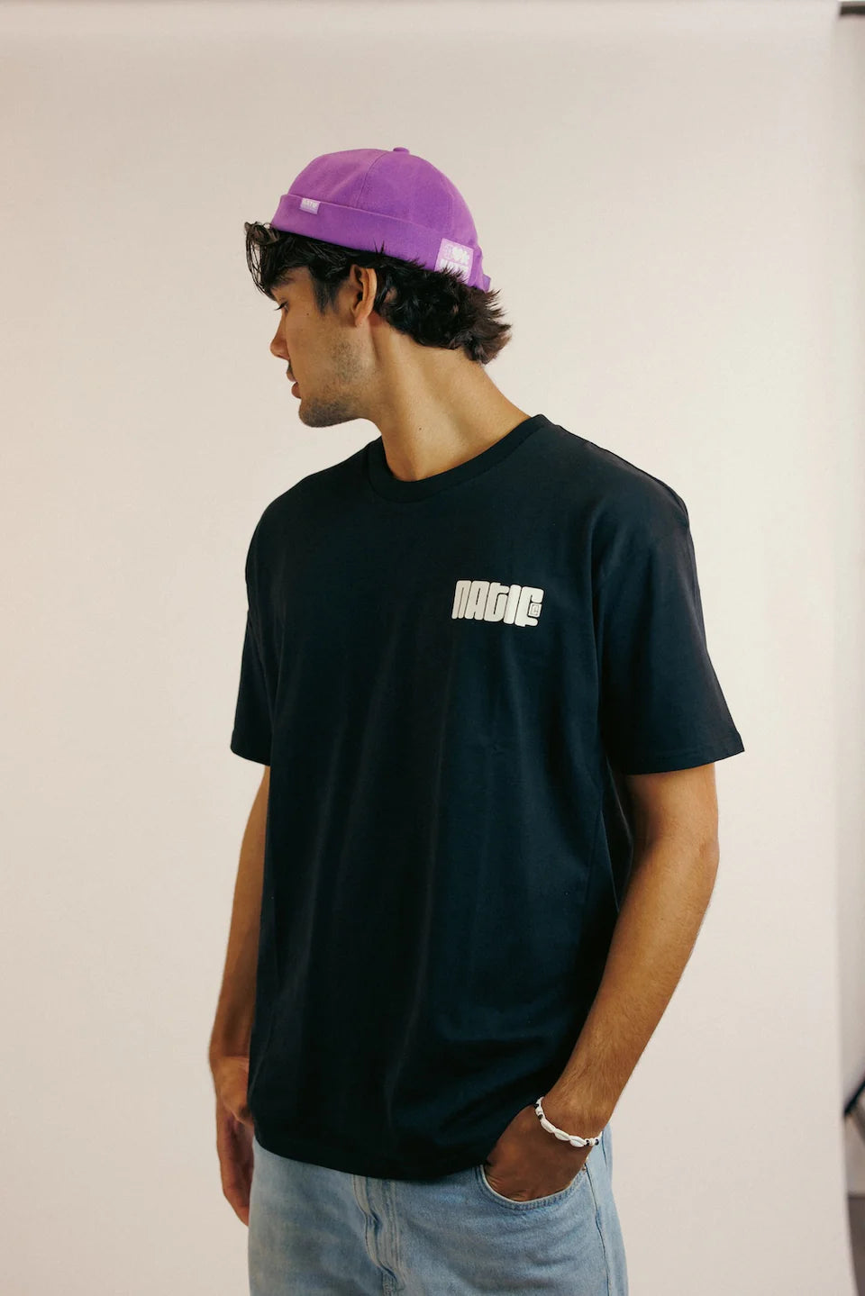 T-SHIRT UNISEXE CREW- NOIR - NATIF