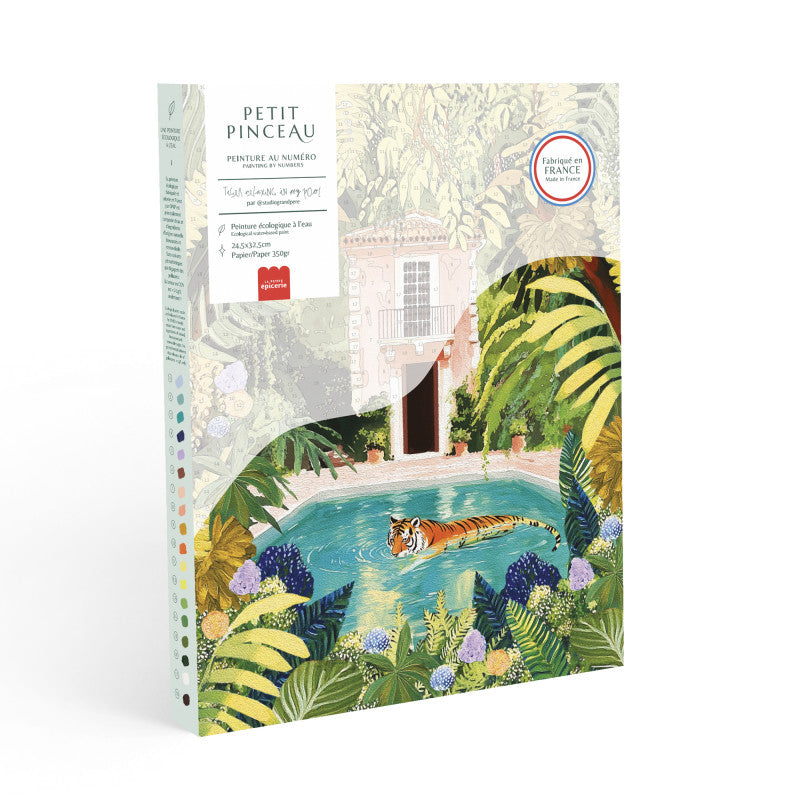 COFFRET PEINTURE AU NUMERO - TIGER RELAXING IN MY POOL par