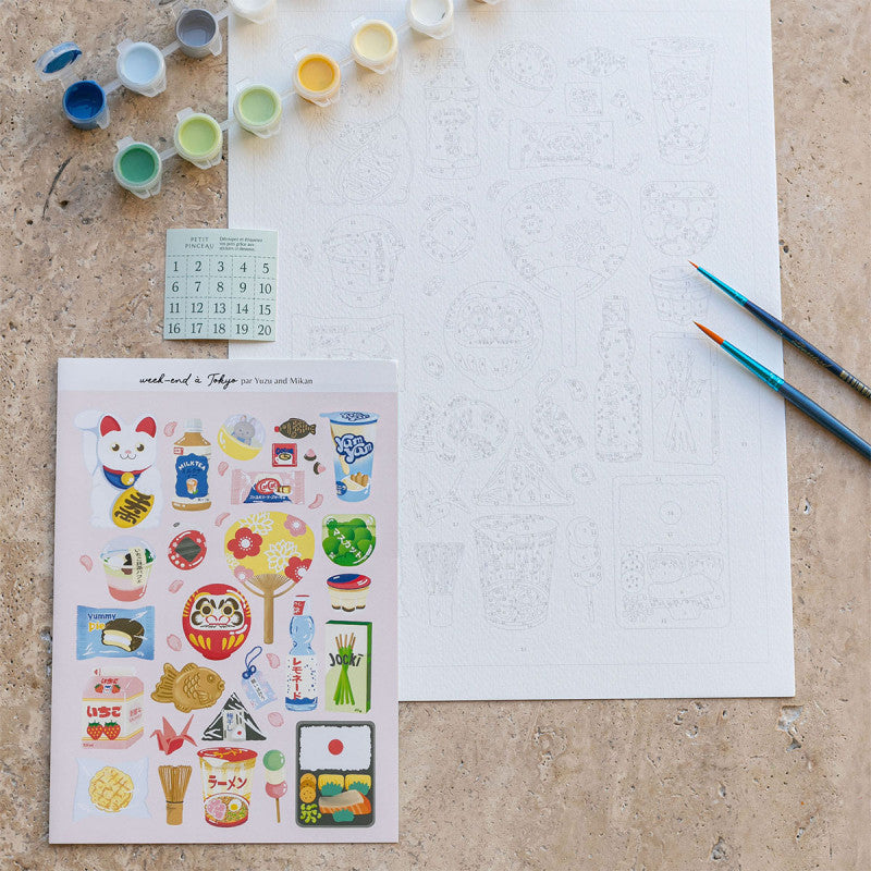 COFFRET PEINTURE AU NUMERO - WEEK-END A TOKYO par Yuzu & Mikan
