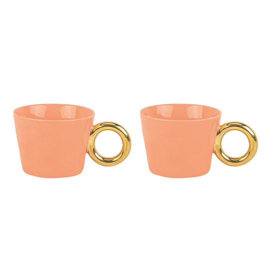 SET DE 2 TASSES "MATINS CALINS" PECHE - OPJET PARIS