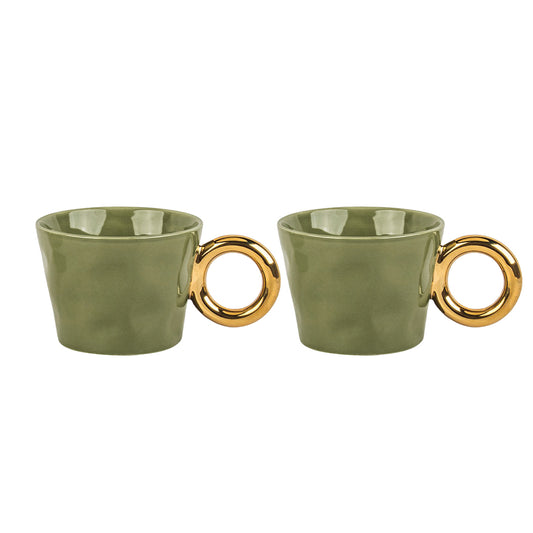 SET DE 2 TASSES "MATINS CALINS" KAKI - OPJET PARIS