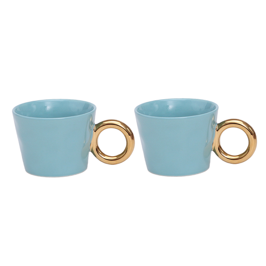 SET DE 2 TASSES "MATINS CALINS" BLEU - OPJET PARIS