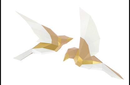 2 OISEAUX EN PAPIER 3D - BEIGE - ORIGAMI AGENT PAPER