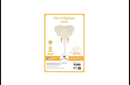 TÊTE D'ELEPHANT EN PAPIER 3D BEIGE - ORIGAMI AGENT PAPER