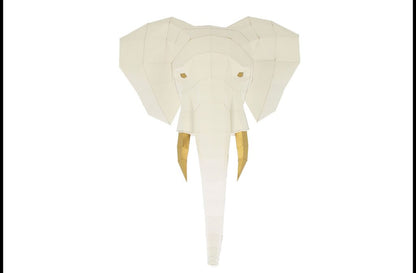 TÊTE D'ELEPHANT EN PAPIER 3D BEIGE - ORIGAMI AGENT PAPER
