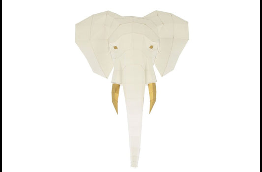 TÊTE D'ELEPHANT EN PAPIER 3D BEIGE - ORIGAMI AGENT PAPER
