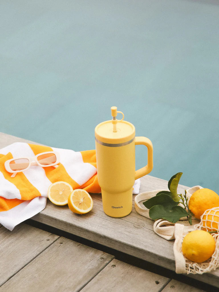 TRAVEL CUP 900ML INOX - CITRON - QWETCH