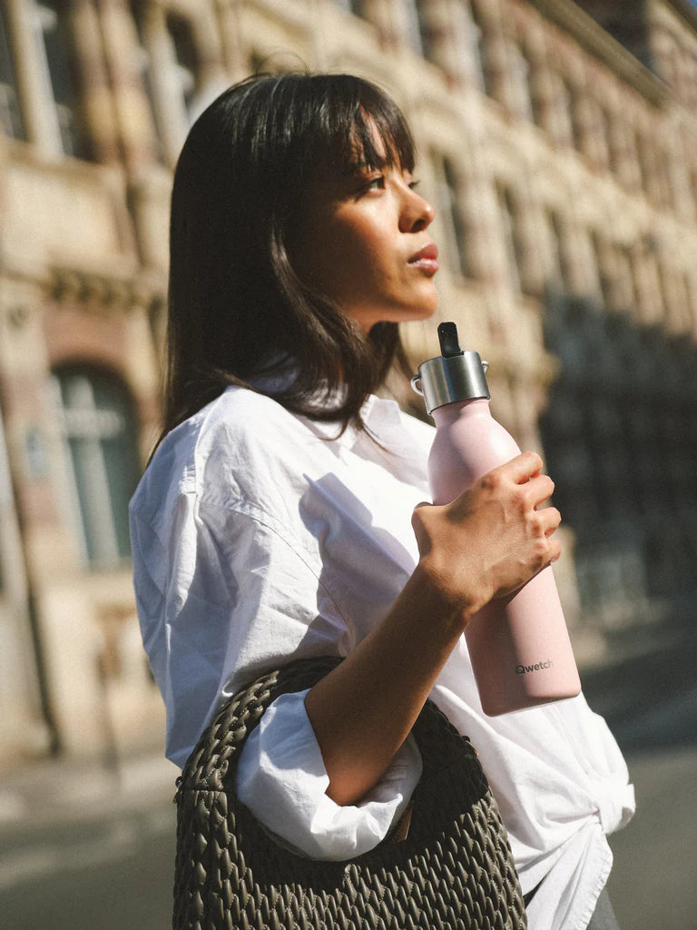BOUTEILLE + BOUCHON SPORT ACTIVE 600ML - PASTEL ROSE - QWETCH