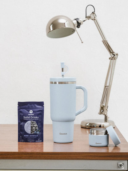 TRAVEL CUP INOX 900ML - PASTEL BLEU - QWETCH