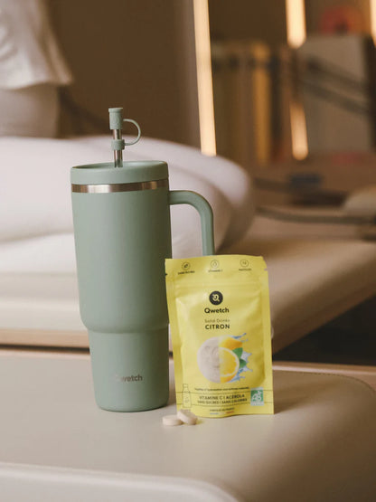 TRAVEL CUP INOX 900ML - VERT TILLEUL -QWETCH