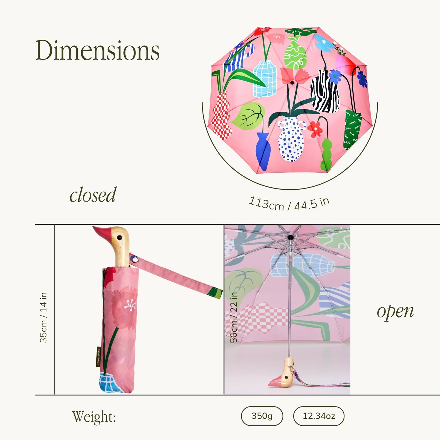 PARAPLUIE COMPACT ECOLOGIQUE IMPRIME VASE -  Original Duckhead