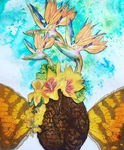 OEUVRE PHOTO 52x42cm - JAUNE & TURQUOISE - VICTORIA