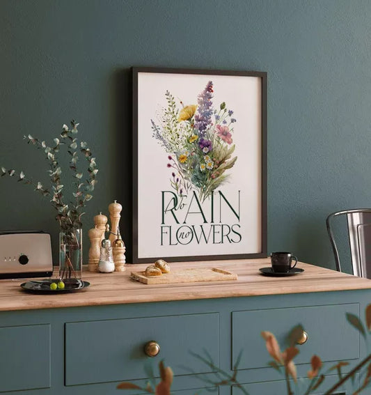AFFICHE A4 "NO RAIIN NO FLOWERS" - STUDIO TOPO