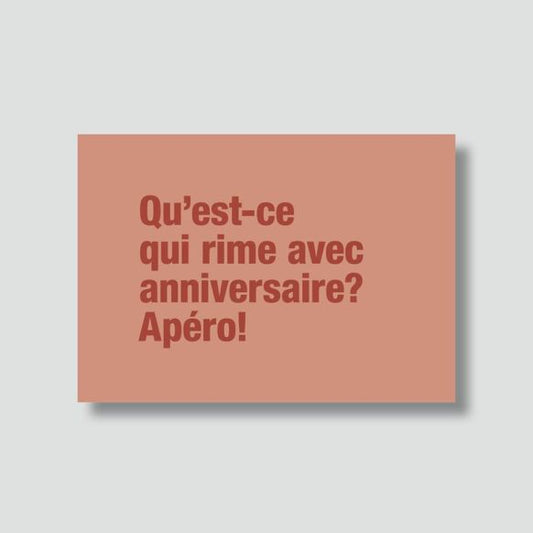 CARTE ANNIVERSAIRE - QU'EST-CE QUI RIME AVEC ANNIVERSAIRE ? - BULMA STUDIO