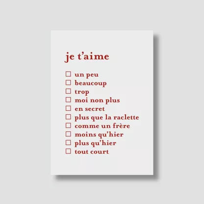 CARTE POSTALE LOVE - JE T'AIME COMME ... - BULMA STUDIO