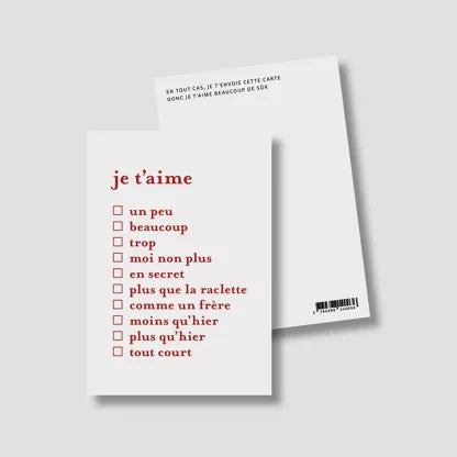 CARTE POSTALE LOVE - JE T'AIME COMME ... - BULMA STUDIO