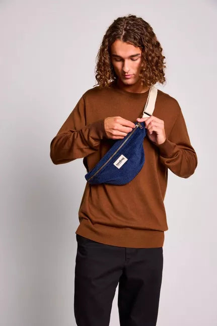 SAC BANANE OLIVIA VELOURS MARINE - HINDBAG