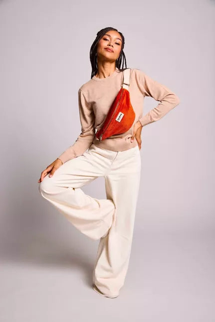 SAC BANANE OLIVIA VELOURS BRIQUE - HINDBAG