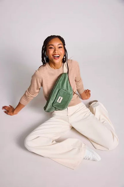 SAC BANANE SOFIA VELOURS VERT D'EAU - HINDBAG