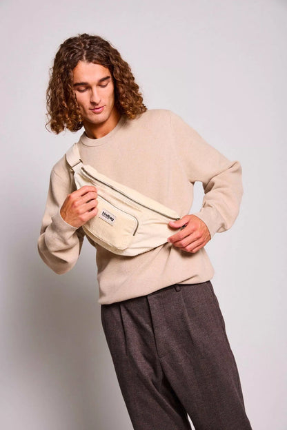 SAC BANANE SOFIA VELOURS BEIGE - HINDBAG