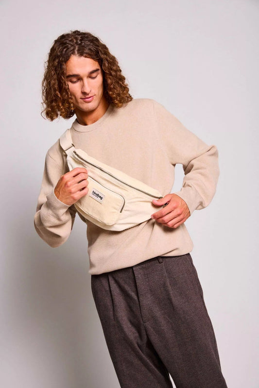 SAC BANANE SOFIA VELOURS BEIGE - HINDBAG