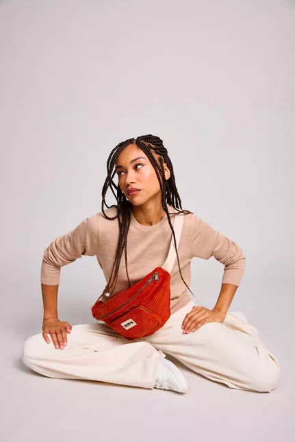 SAC BANANE SOFIA VELOURS BRIQUE - HINDBAG