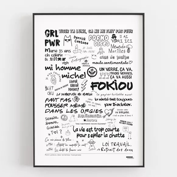 AFFICHE GRAFITIS DE TOILETTES - 50x70cm - LA MAJORETTE A MOUSTACHE