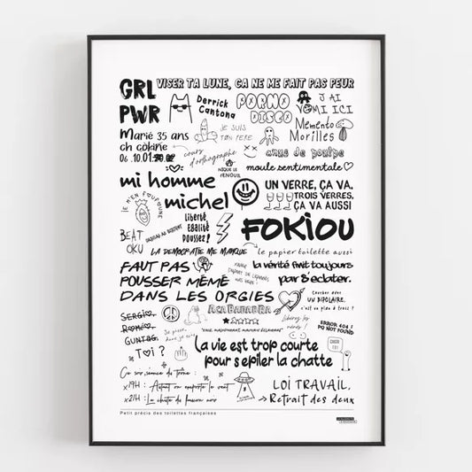 AFFICHE GRAFITIS DE TOILETTES - 50x70cm - LA MAJORETTE A MOUSTACHE