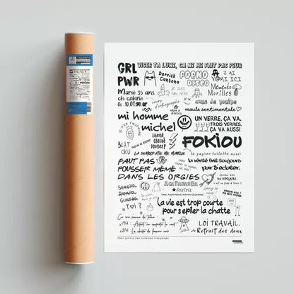 AFFICHE GRAFITIS DE TOILETTES - 50x70cm - LA MAJORETTE A MOUSTACHE