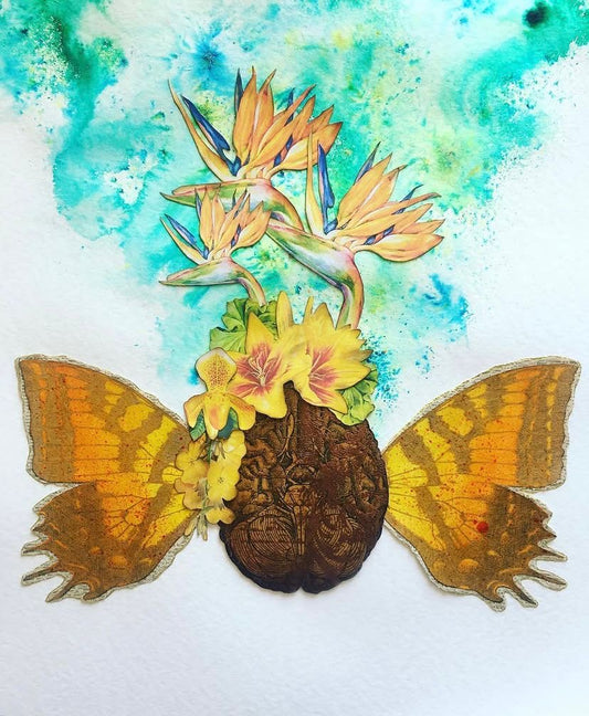 OEUVRE PHOTO 52x42cm - JAUNE & TURQUOISE - VICTORIA