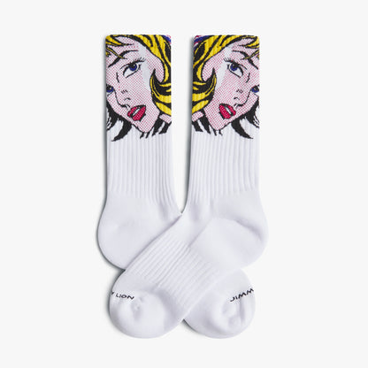 CHAUSSETTES ATHLETIC - ROY LICHTENSTEIN " GIRL WITH HAIR RIBBON WHITE"