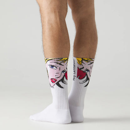 CHAUSSETTES ATHLETIC - ROY LICHTENSTEIN " GIRL WITH HAIR RIBBON WHITE"