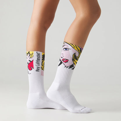 CHAUSSETTES ATHLETIC - ROY LICHTENSTEIN " GIRL WITH HAIR RIBBON WHITE"